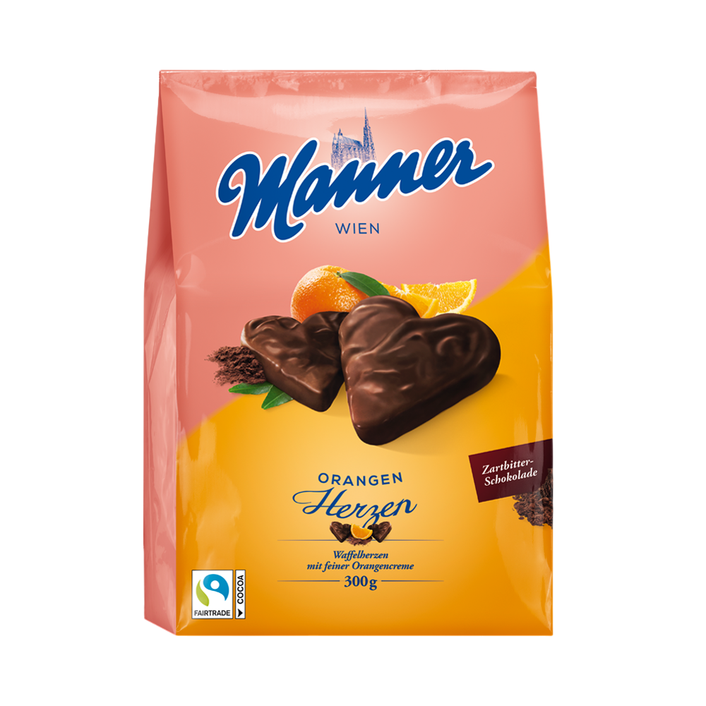 Manner Orange Wafer Hearte 300g