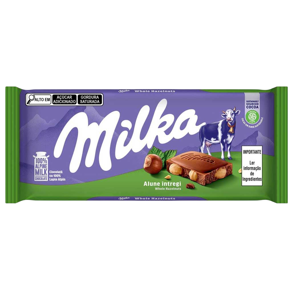 Milka Milk Chocolate Whole Hazelnuts 100 g