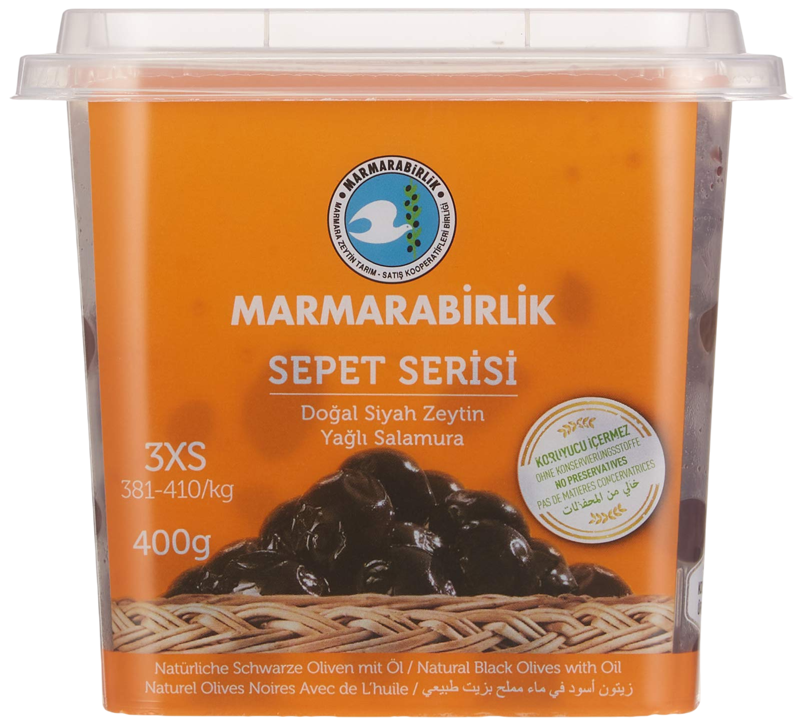 Marmarabirlik Natural Black Olives With/Oil  400 g