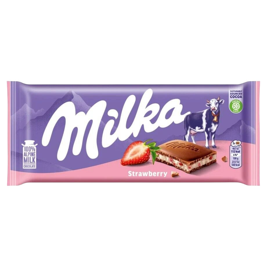 Milka Milk Chocolate Strawberry 100g