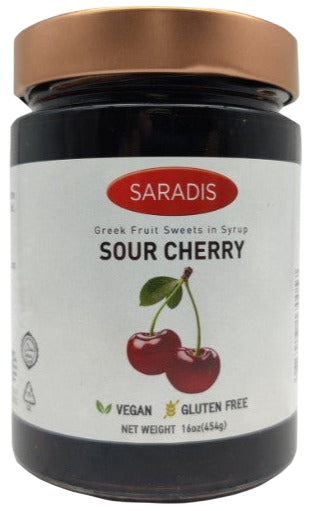 saradis sour cherry in syrup 16 oz.