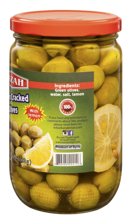 Tazah Green Olives With/Lemon 590 g