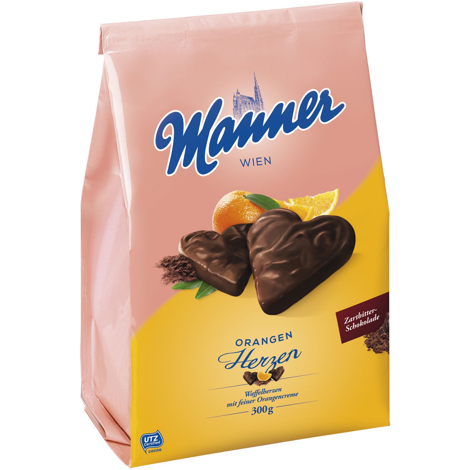 Manner Orange Wafer Hearts 300g