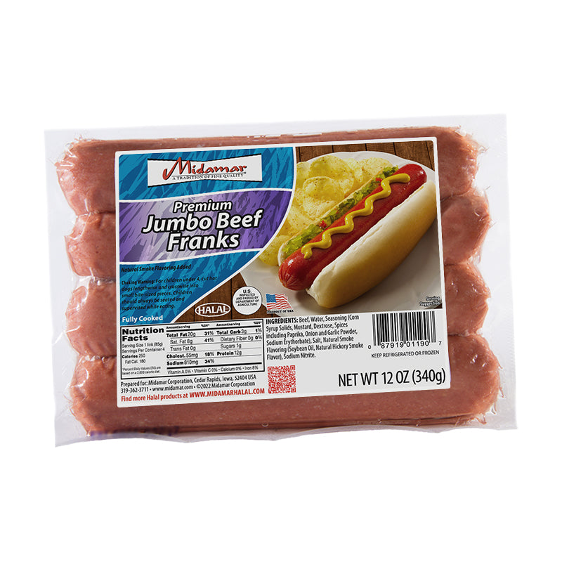 Midamar Jumbo Beef Franks 12 oz