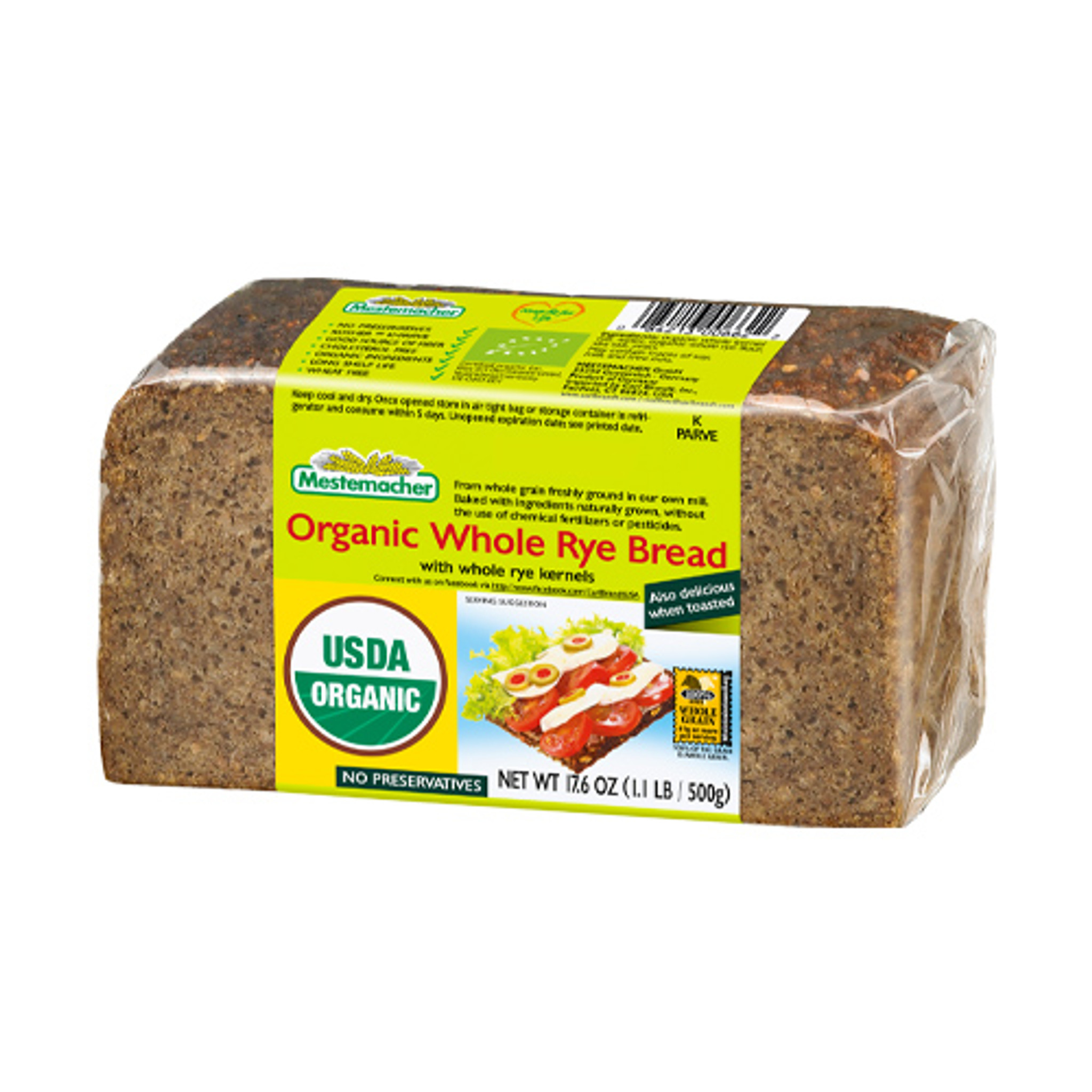 Mestemacher Organic Whole Rye Bread 500g