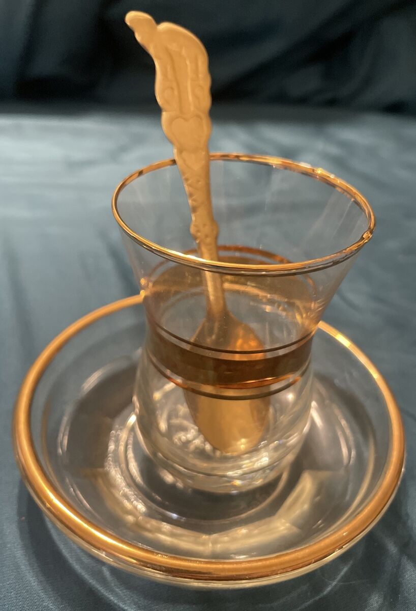 Pasabahce Tea Glass W/Gold Trim Small 6pc