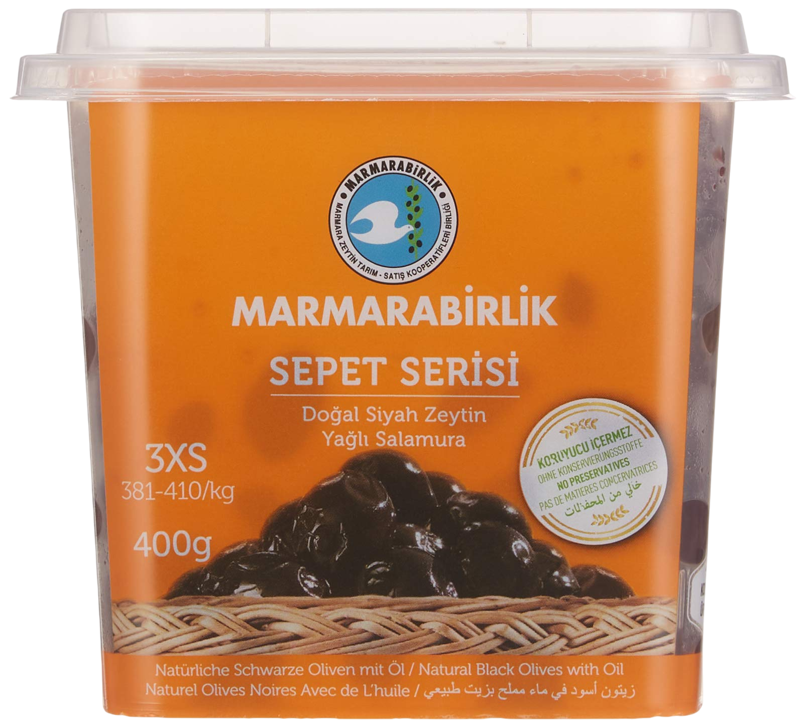 Marmarabirlik Natural Black Olives With/Oil  400 g